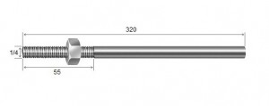 Haste Telha + Porca 1/4 x 320 R55 mm Zincado Branco - 10 peas